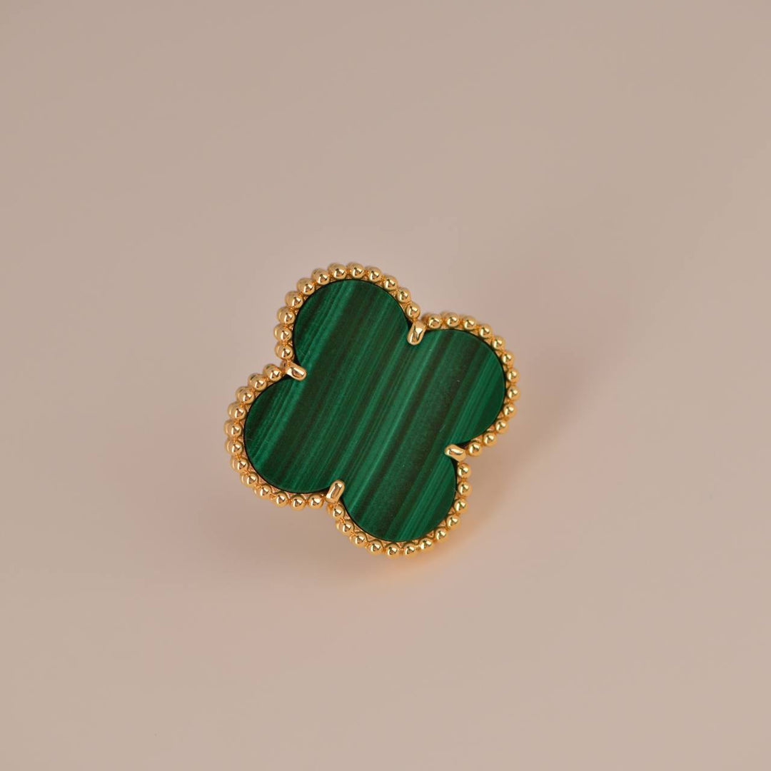 Van Cleef & Arpels Magic Alhambra Malachite Yellow Gold Earrings