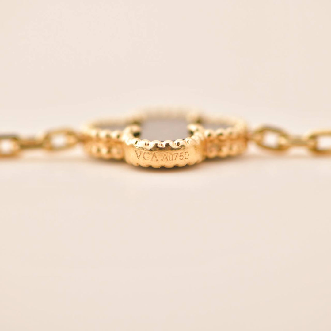 Van Cleef & Arpels Black Onyx Vintage Alhambra Yellow Gold Bracelet