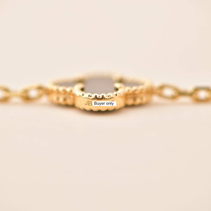 Van Cleef & Arpels Black Onyx Vintage Alhambra Yellow Gold Bracelet