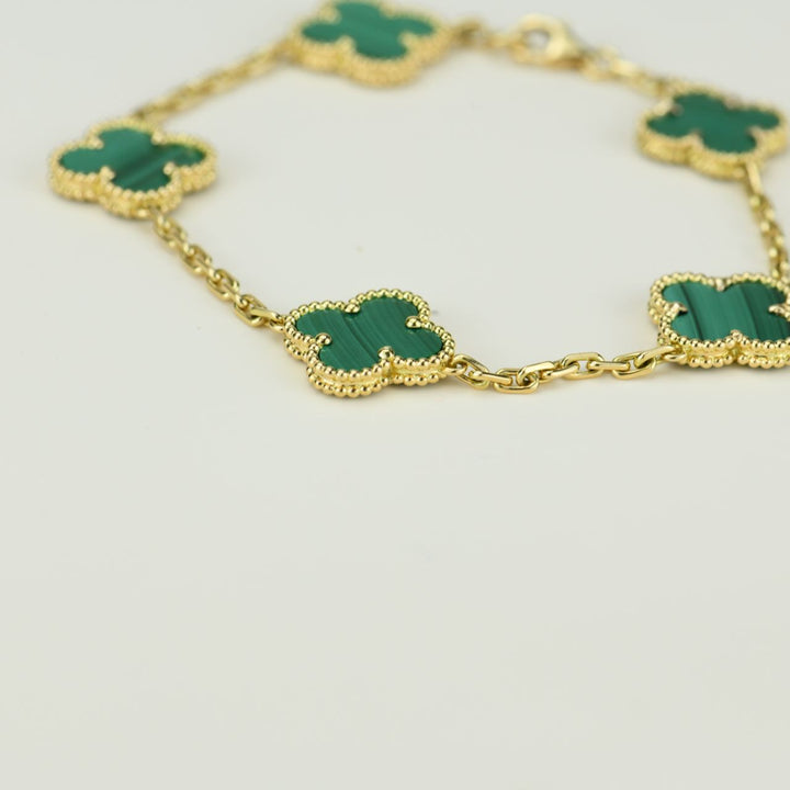 Van Cleef & Arpels Vintage Alhambra Malachite Yellow Gold Bracelet