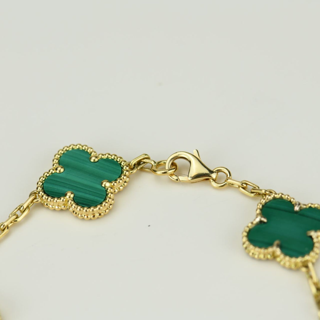 Van Cleef & Arpels Vintage Alhambra Malachite Yellow Gold Bracelet