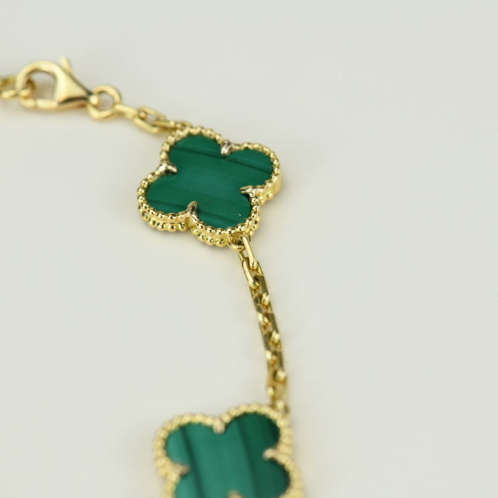 Van Cleef & Arpels Vintage Alhambra Malachite Yellow Gold Bracelet