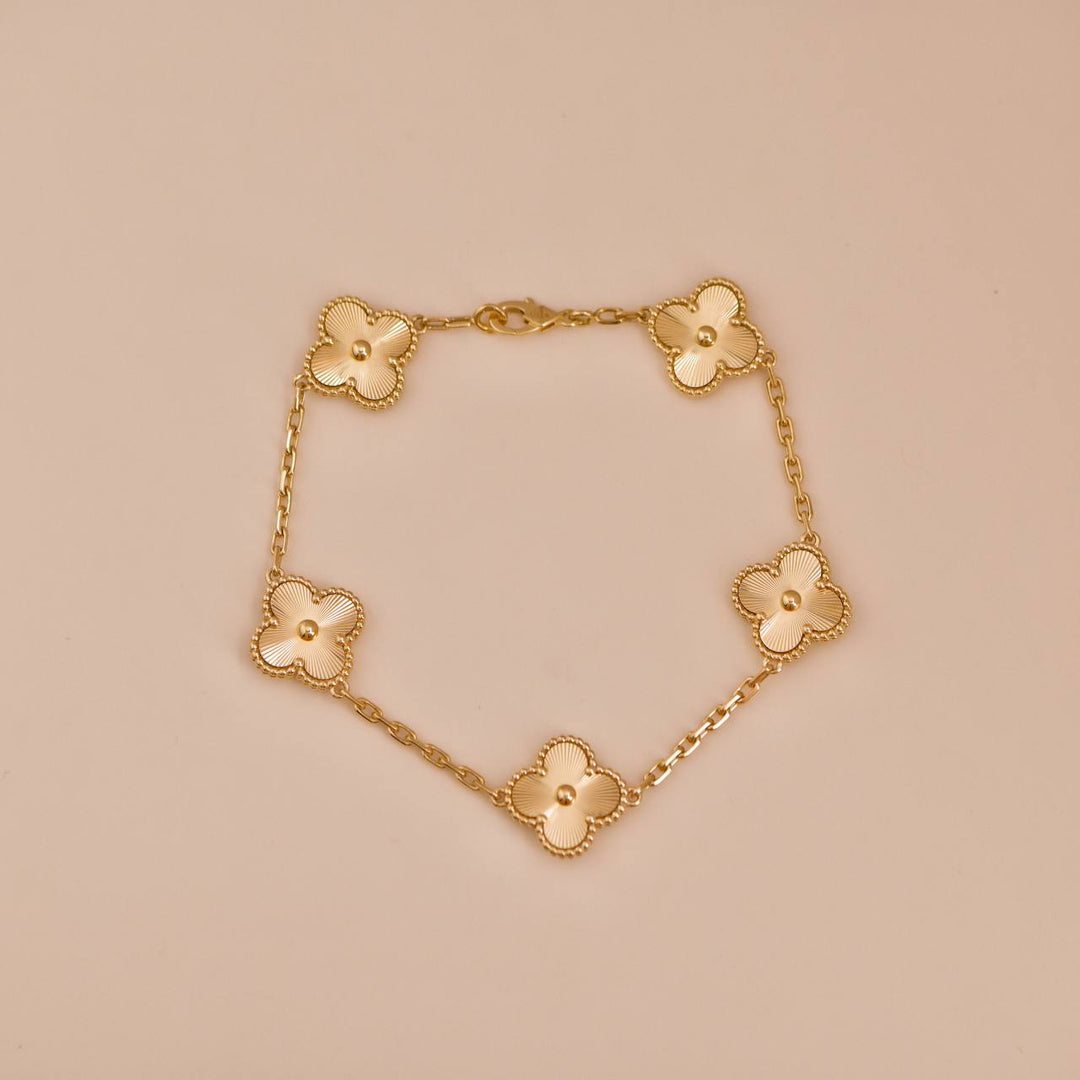 Van Cleef & Arpels Vintage Alhambra 5 Motifs Yellow Gold Bracelet