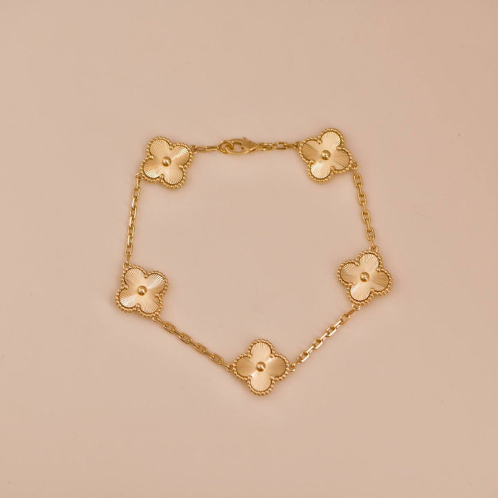 Van Cleef & Arpels Vintage Alhambra 5 Motifs Yellow Gold Bracelet
