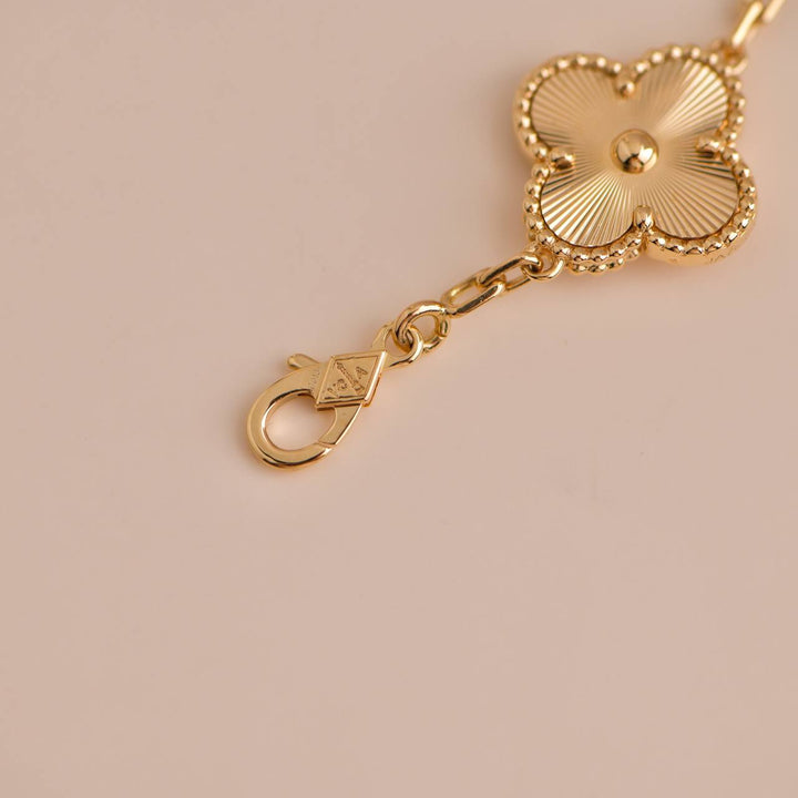 Van Cleef & Arpels Vintage Alhambra 5 Motifs Yellow Gold Bracelet