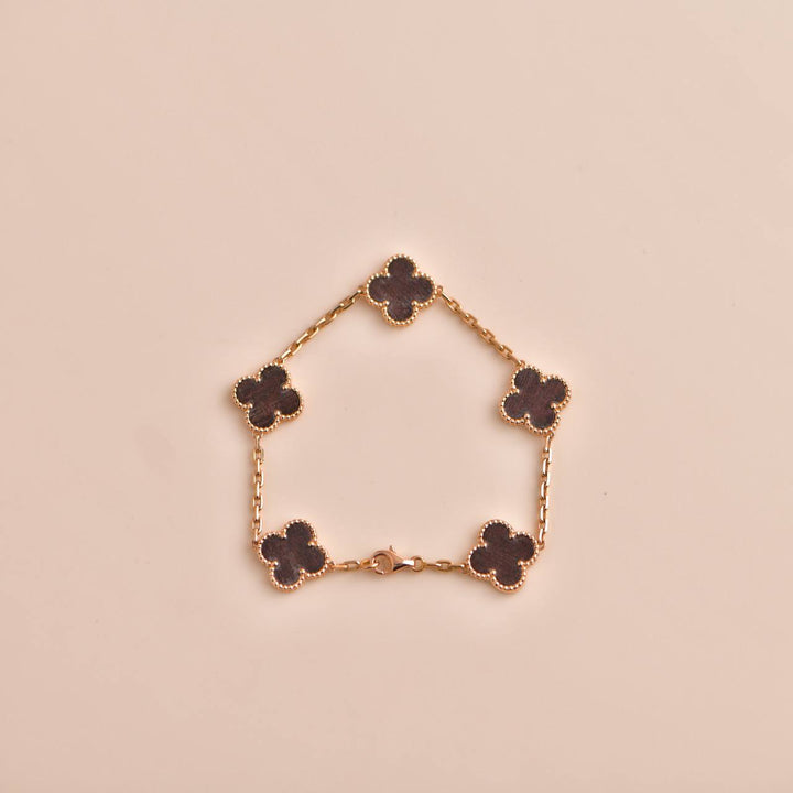 Van Cleef & Arpels Vintage Alhambra Letterwood Rose Gold Bracelet