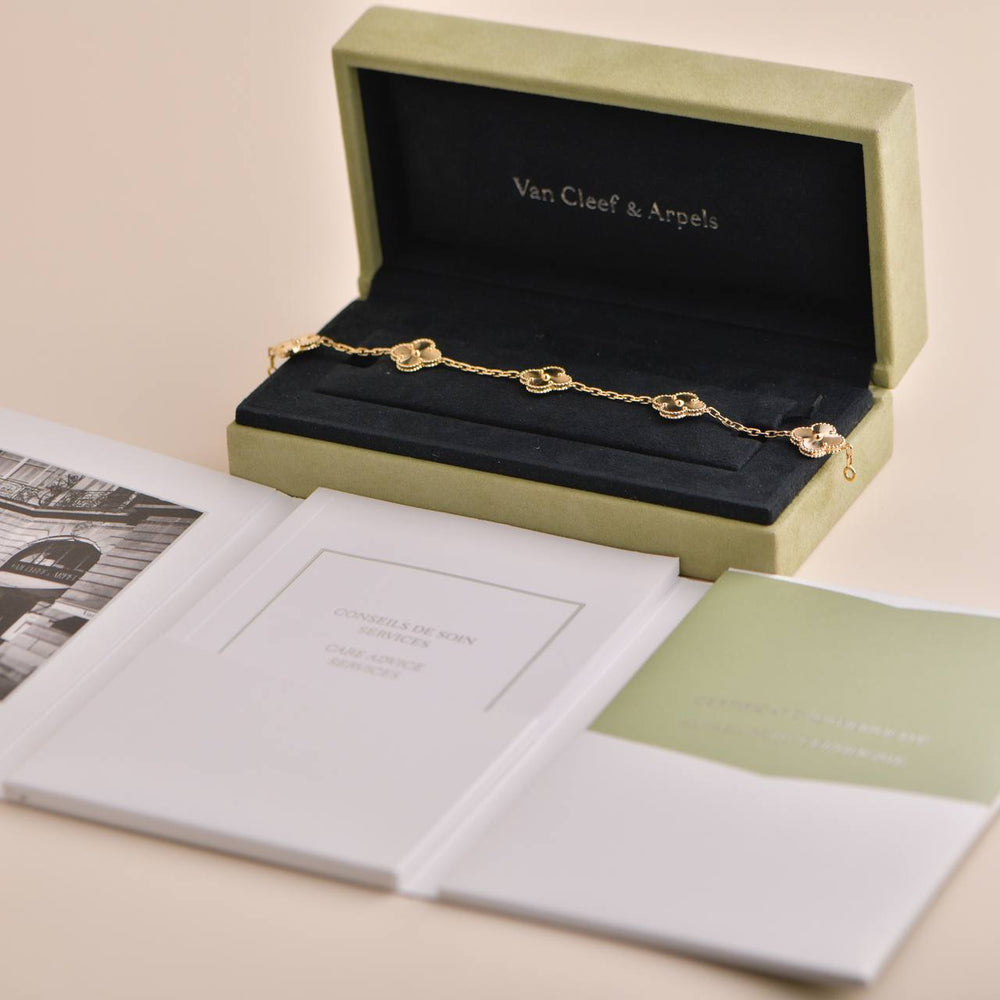 Van Cleef & Arpels Vintage Alhambra 5 Motifs Yellow Gold Bracelet