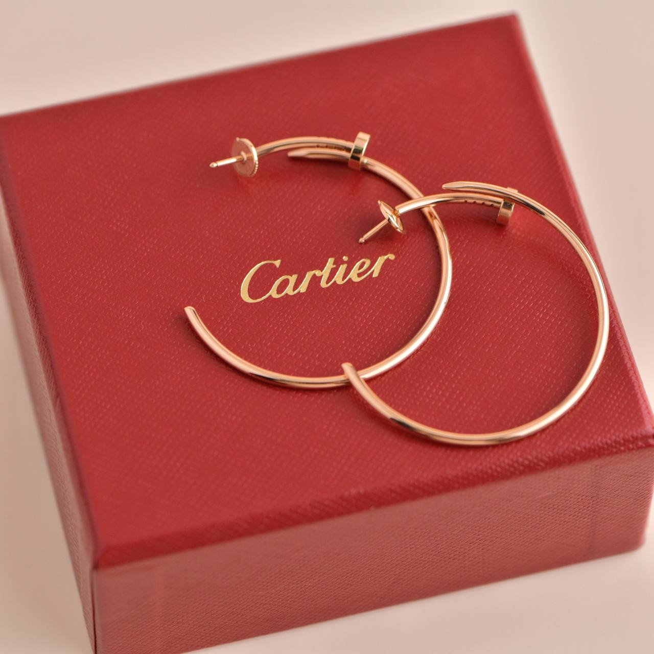 Cartier 18K Rose Gold Juste Un Clou Big Hoop Earrings Dandelion Antiques