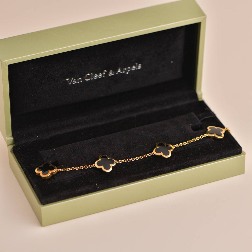 Van Cleef & Arpels 4 Motif Pure Alhambra Onyx Bracelet