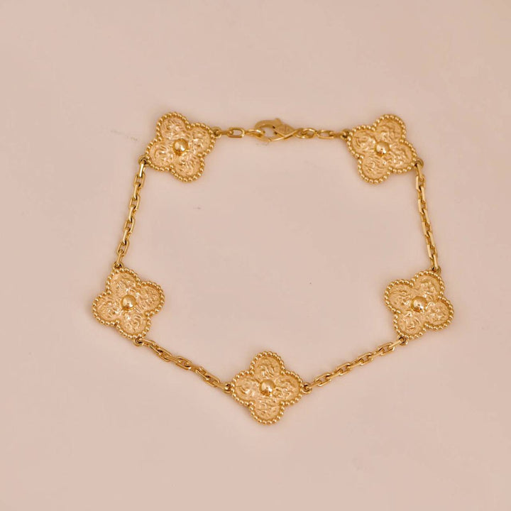 Van Cleef & Arpels Vintage Alhambra 5 Motifs Yellow Gold Bracelet