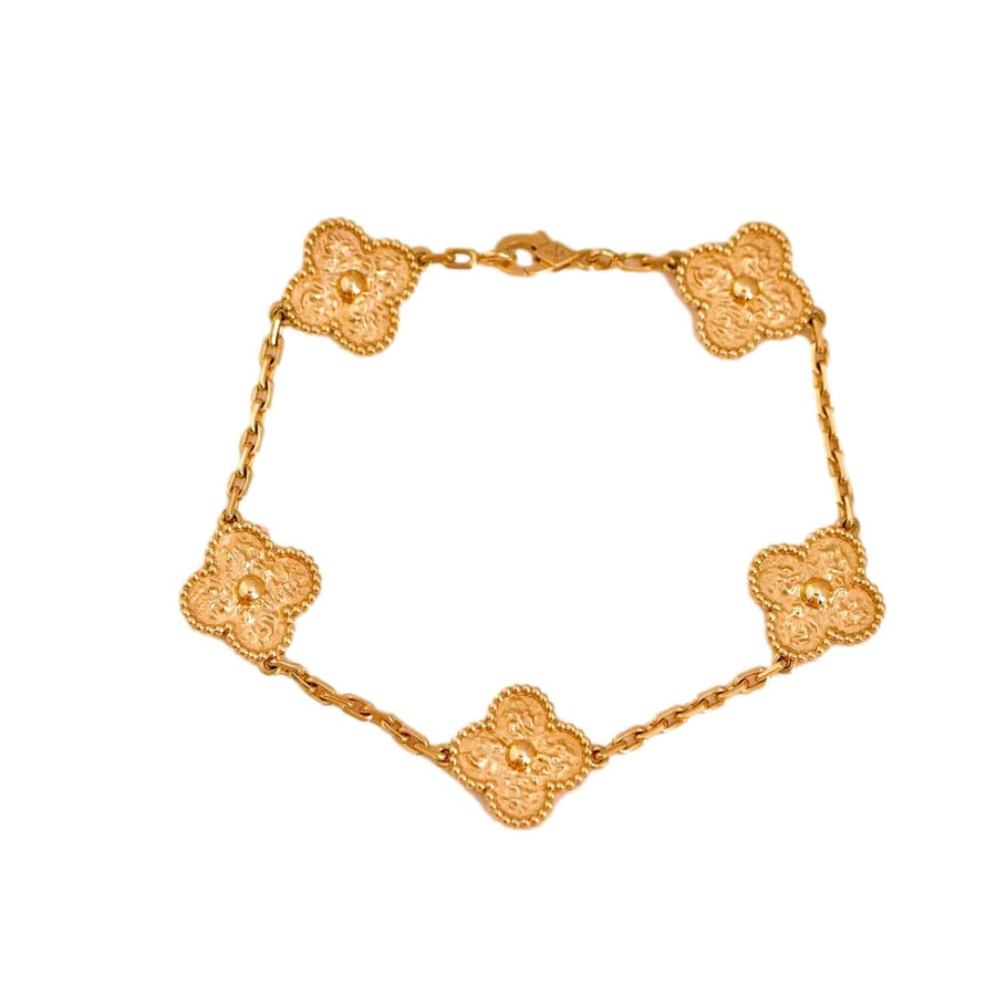 Van Cleef & Arpels Vintage Alhambra 5 Motifs Yellow Gold Bracelet