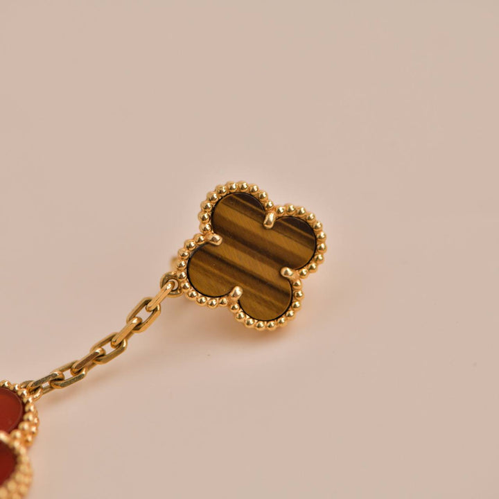 Van Cleef & Arpels Magic Alhambra Carnelian and Tiger Eye 2 Motifs Earrings