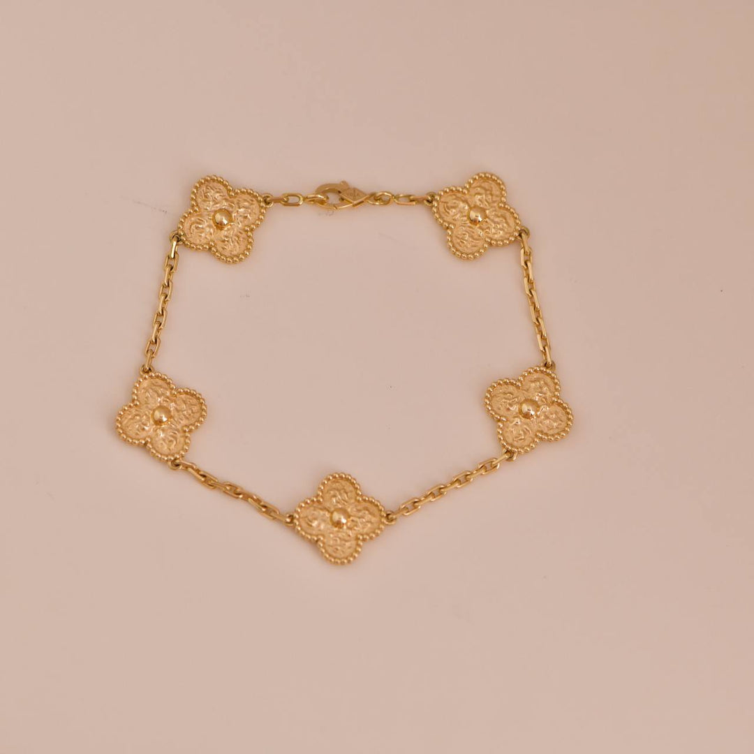 Van Cleef & Arpels Vintage Alhambra 5 Motifs Yellow Gold Bracelet