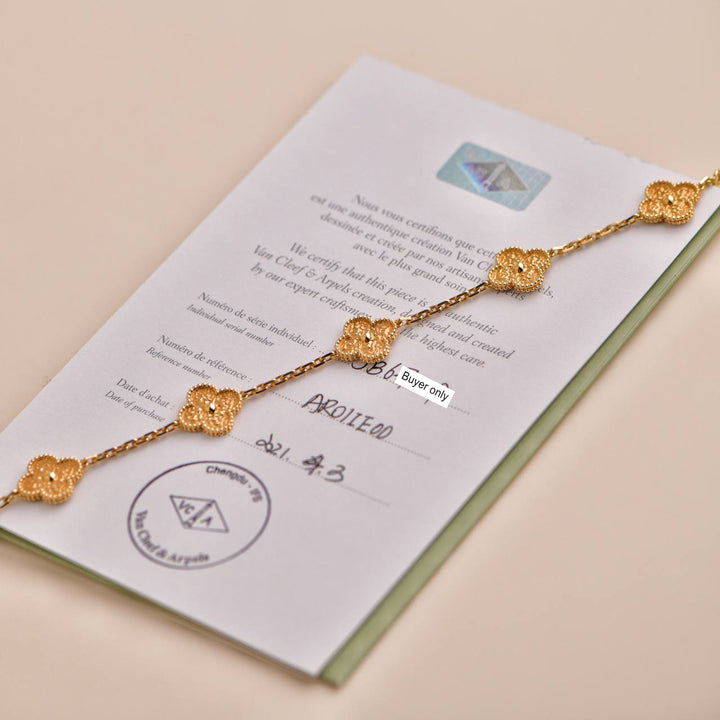 Van Cleef & Arpels Vintage Alhambra 5 Motifs Yellow Gold Bracelet