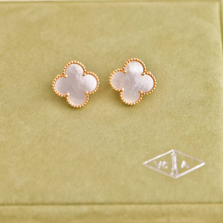 Van Cleef & Arpels Magic Alhambra Mother-of-Pearl 18K Yellow Gold Earrings