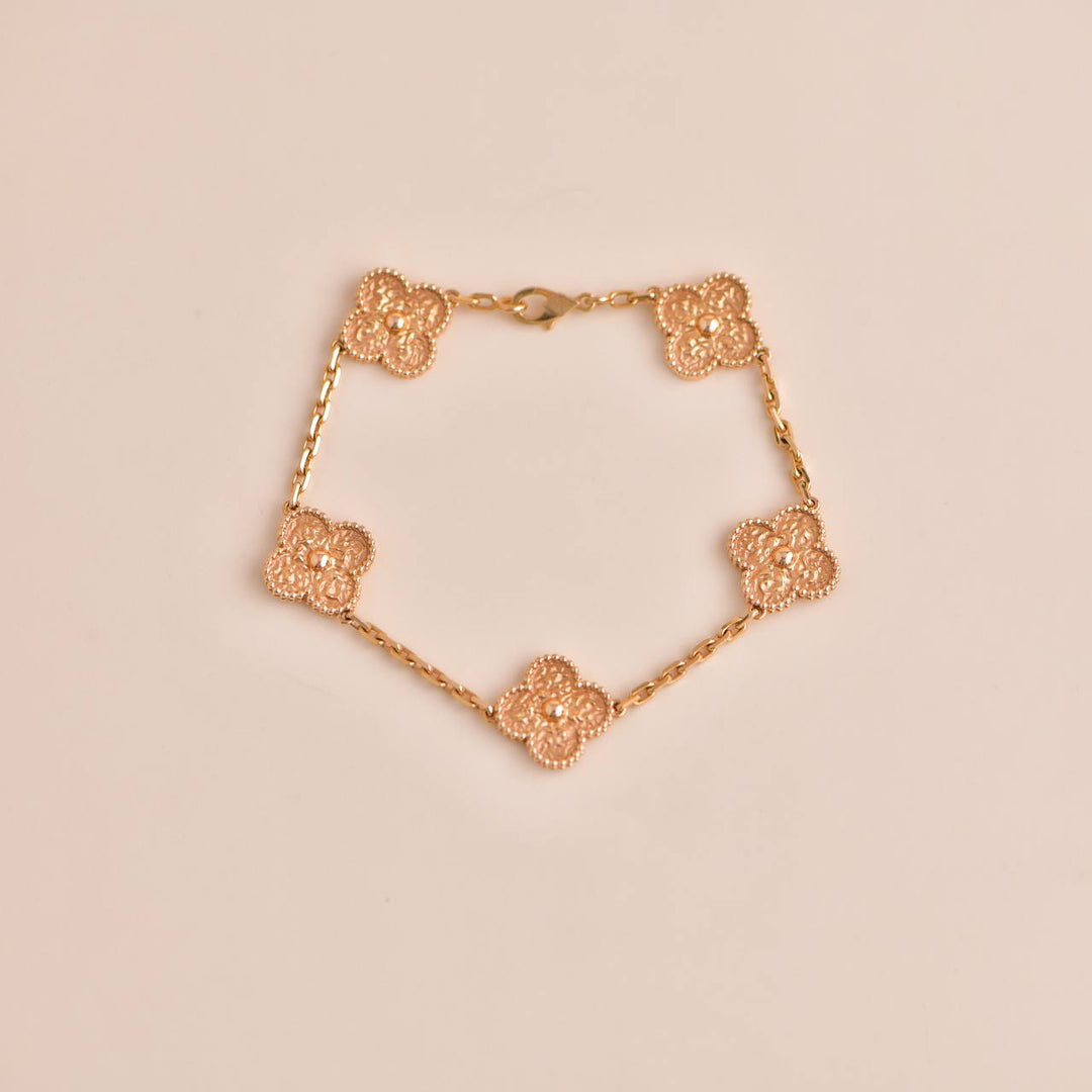 Van Cleef & Arpels Vintage Alhambra 5 Motifs Rose Gold Bracelet