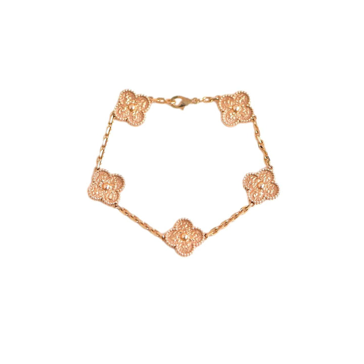Van Cleef & Arpels Vintage Alhambra 5 Motifs Rose Gold Bracelet