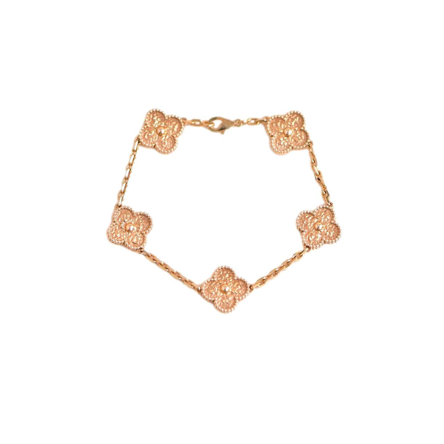 Van Cleef & Arpels Vintage Alhambra 5 Motifs Rose Gold Bracelet