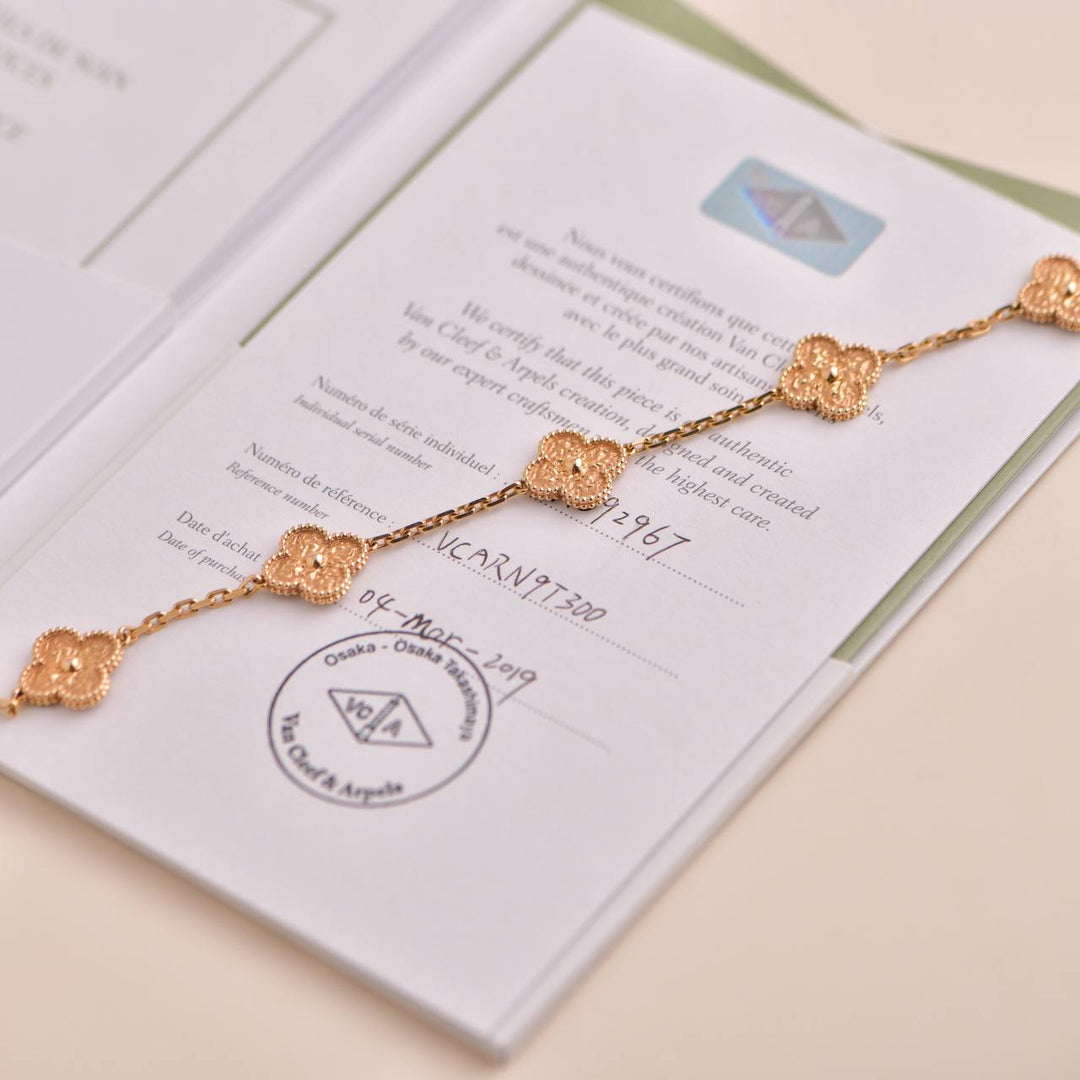 Van Cleef & Arpels Vintage Alhambra 5 Motifs Rose Gold Bracelet