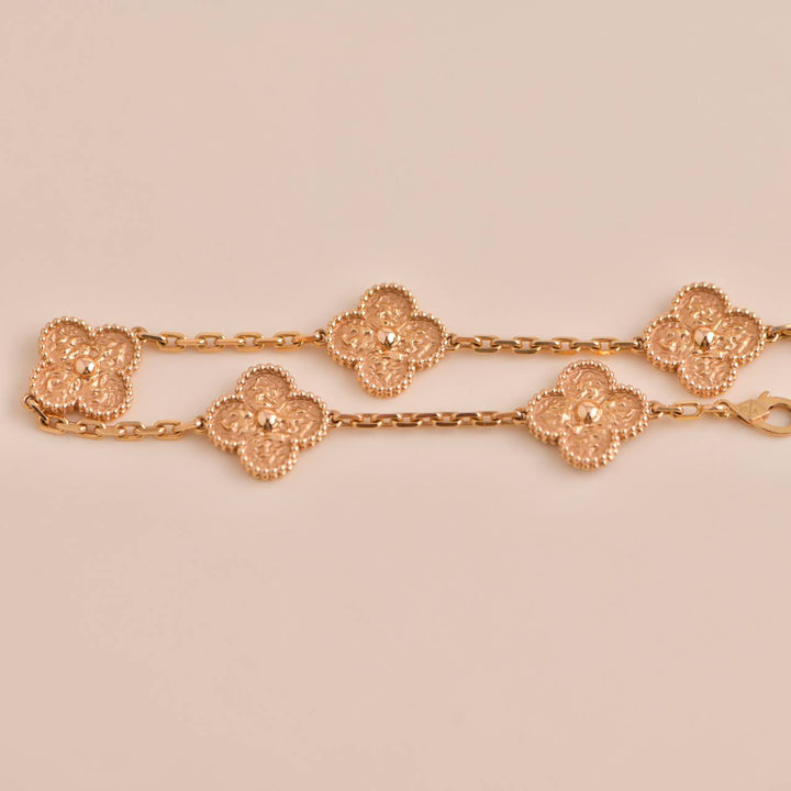 Van Cleef & Arpels Vintage Alhambra 5 Motifs Rose Gold Bracelet