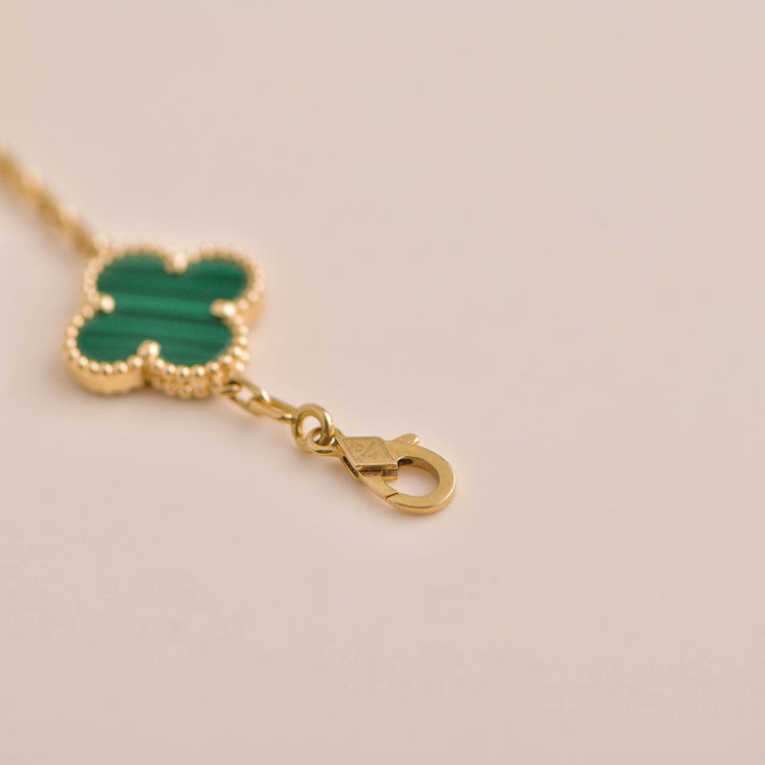 Van Cleef & Arpels Vintage Alhambra Malachite Yellow Gold Bracelet