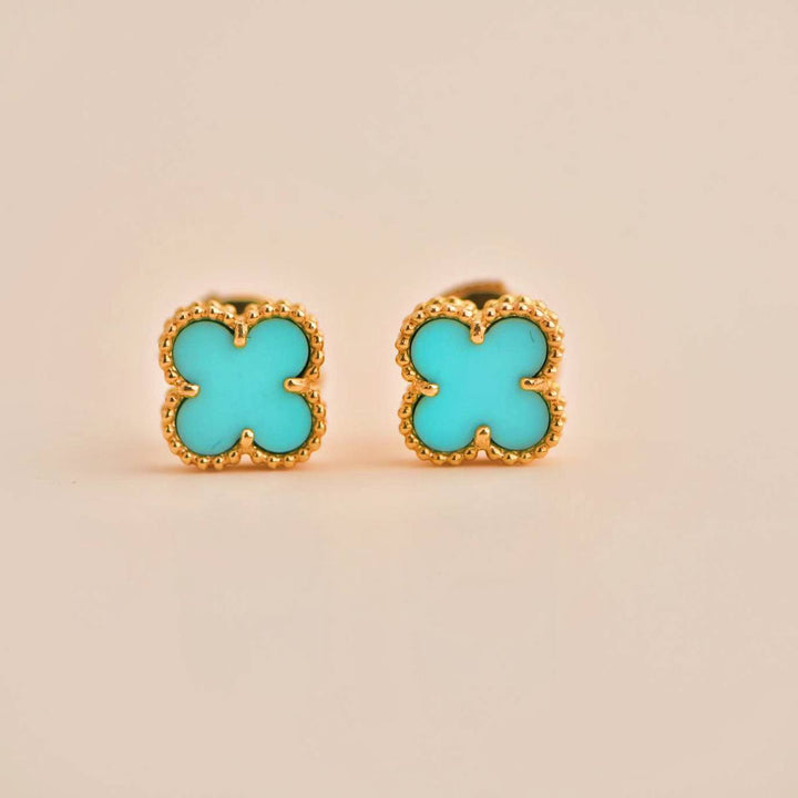 Van Cleef & Arpels Sweet Alhambra Turquoise 18K Yellow Gold Earstuds