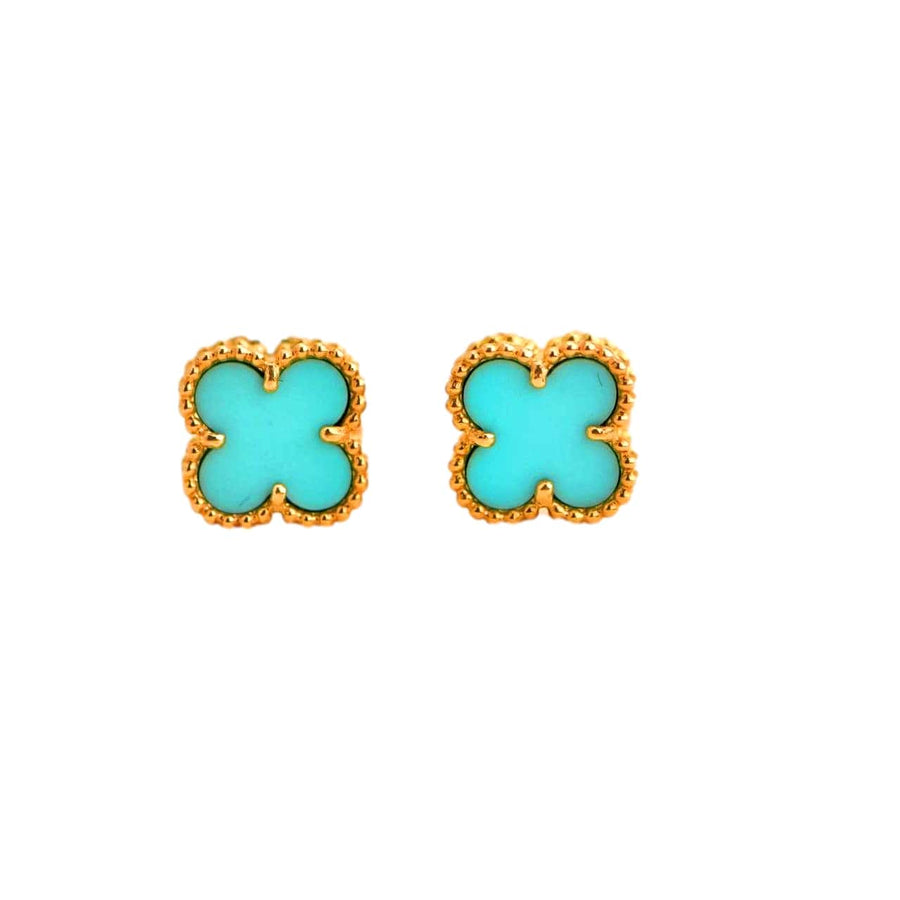 Van Cleef & Arpels Sweet Alhambra Turquoise 18K Yellow Gold Earstuds