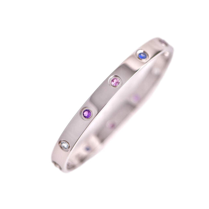 Cartier Love Bracelet 10 Multi Gemstone White Gold Size 17
