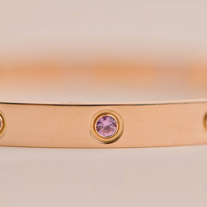 Cartier Love Bracelet 10 Multi Gemstone Rose Gold Size 18