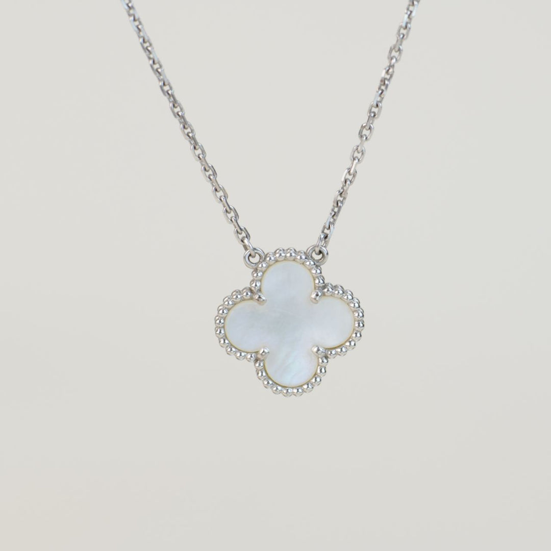 Van Cleef &amp; Arpels Vintage Alhambra White Gold Mother of Pearl Pendant Necklace