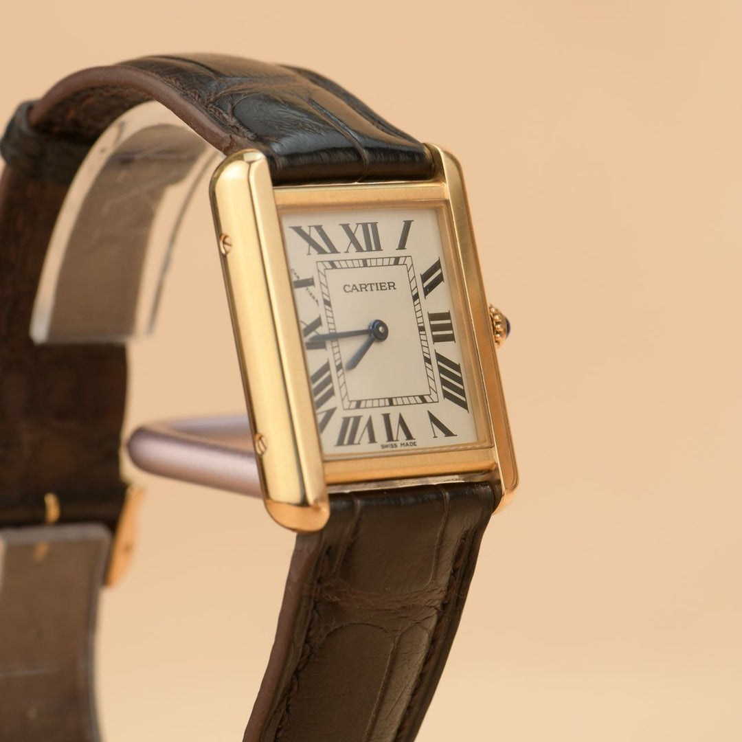 Cartier Tank Solo Watch - 31 mm Pink Gold Case - Brown Alligator Strap - W5200024