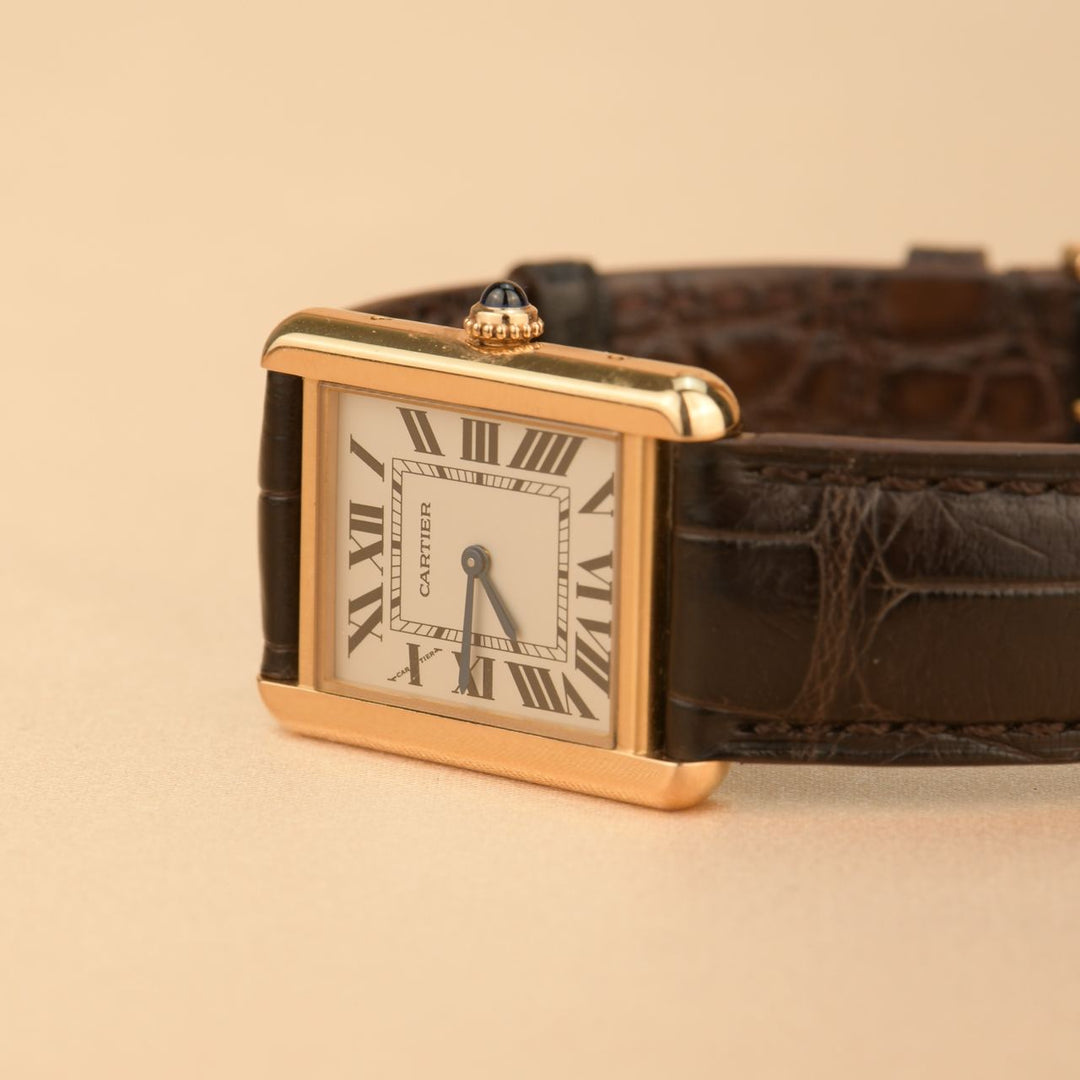 Cartier Tank Solo Watch - 31 mm Pink Gold Case - Brown Alligator Strap - W5200024