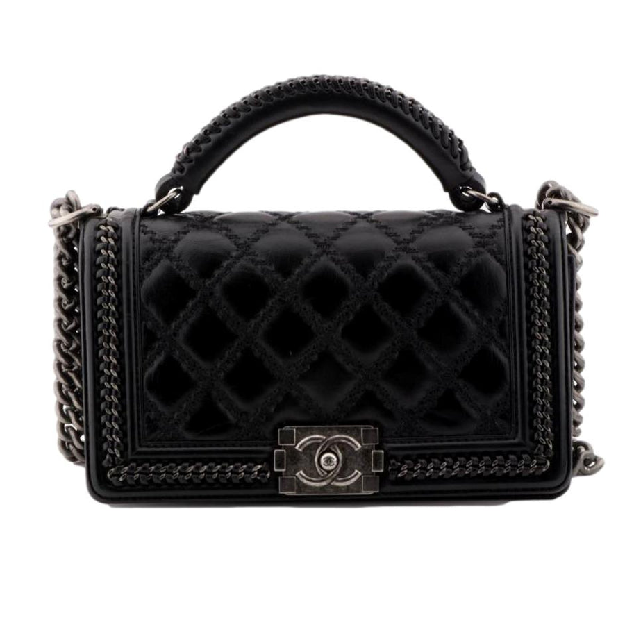 CHANEL Small Black Quilted Calfskin Leboy Bag