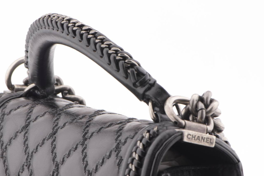 CHANEL Small Black Quilted Calfskin Leboy Bag