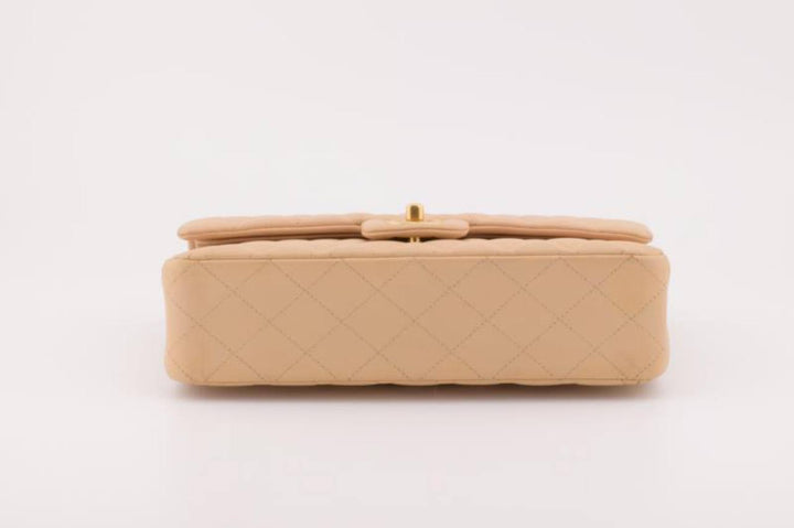 CHANEL Medium Beige Quilted Lambskin Timeless Classic Double Flap Bag