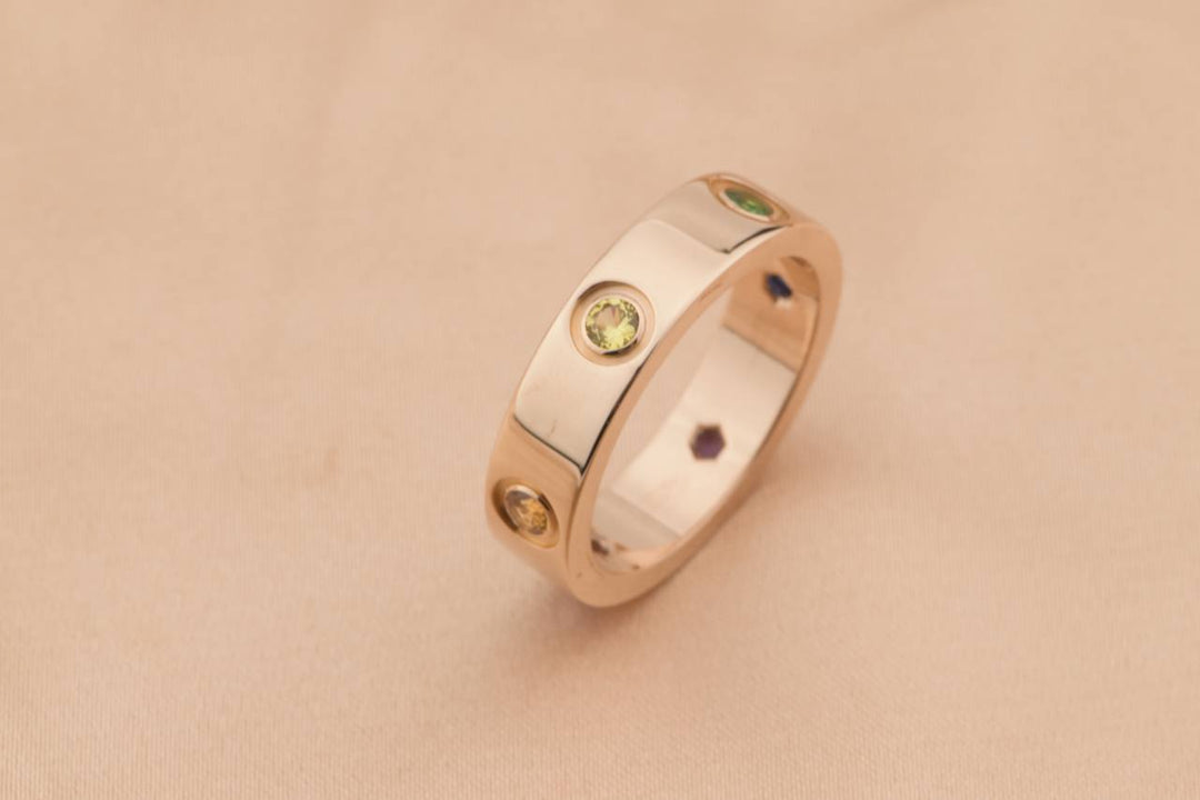 Cartier Love 18K Rose Gold Rose Multi Gem Ring