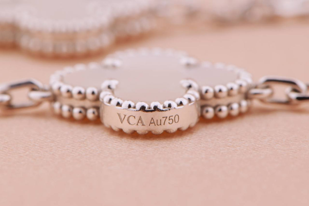 Van Cleef & Arpels 5 Motif Alhambra Mother Of Pearl White Gold Bracelet