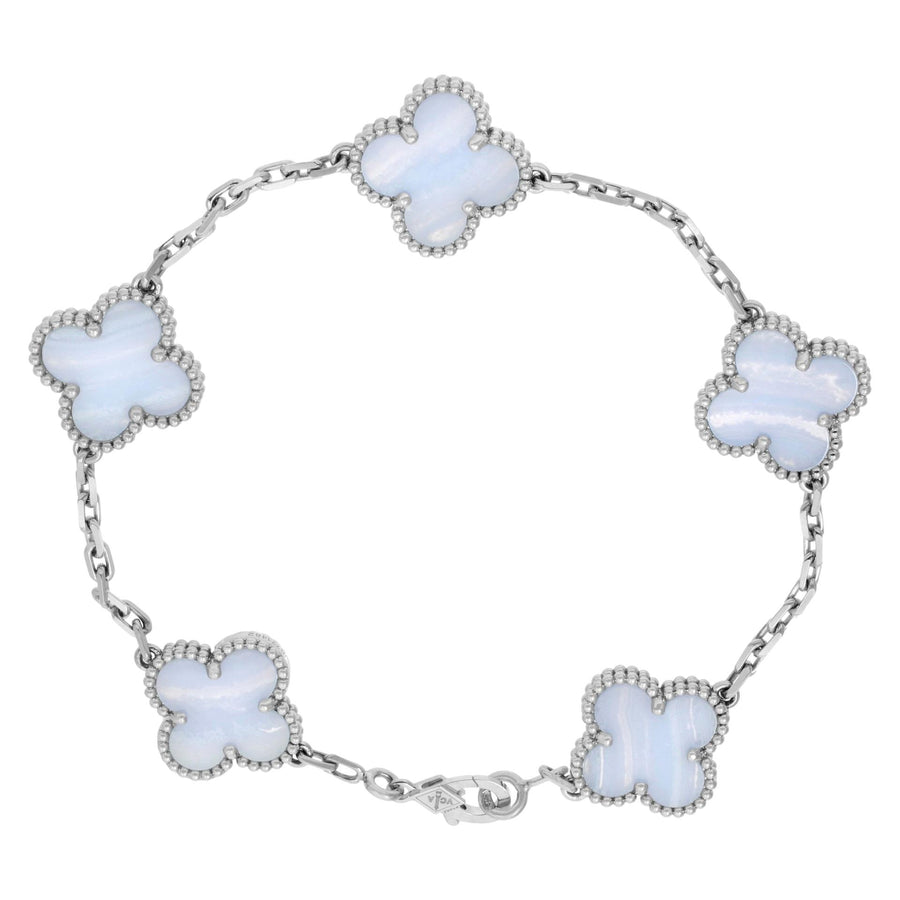Van Cleef & Arpels 5 Motif Vintage Alhambra Chalcedony White Gold Bracelet