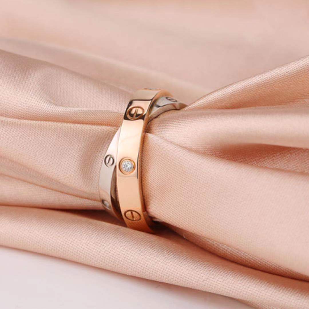 Cartier 6 Diamond Rose Gold White Gold Love Ring Size 54 – Dandelion  Antiques
