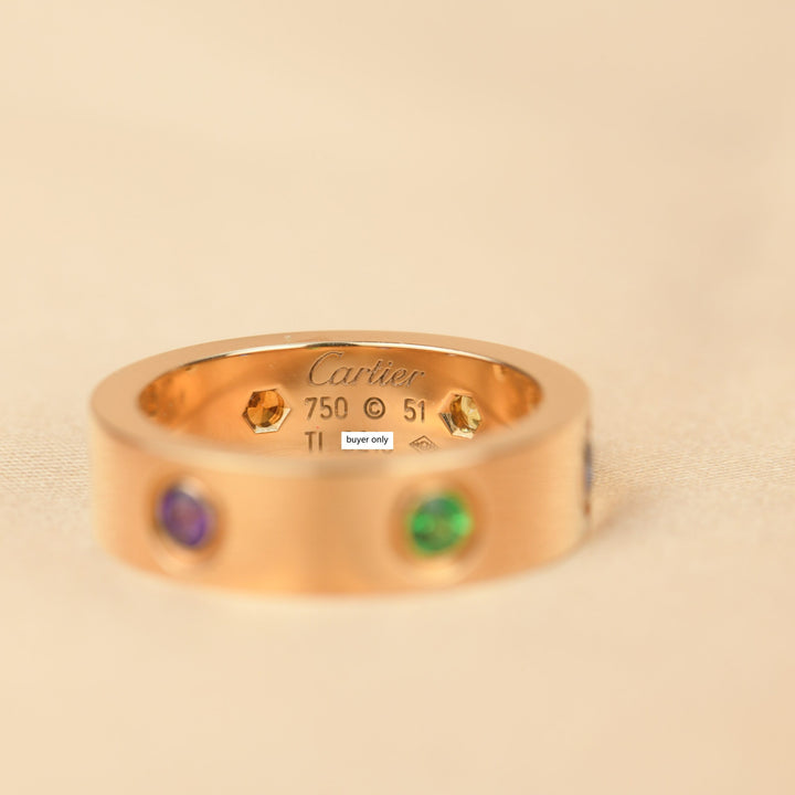 Cartier Love 18K Rose Gold Rose Multi Gem Ring