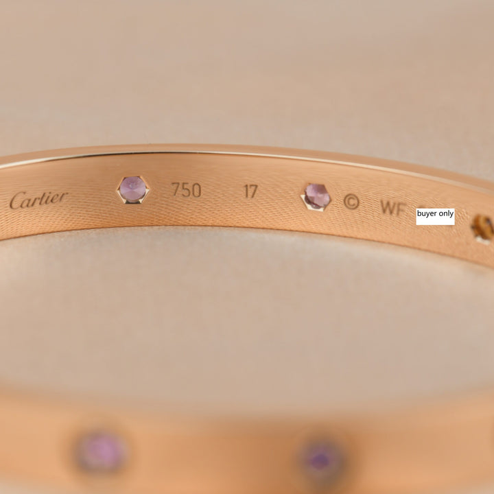 Cartier Love Bracelet Multi Gem Rainbow Rose Gold size 17