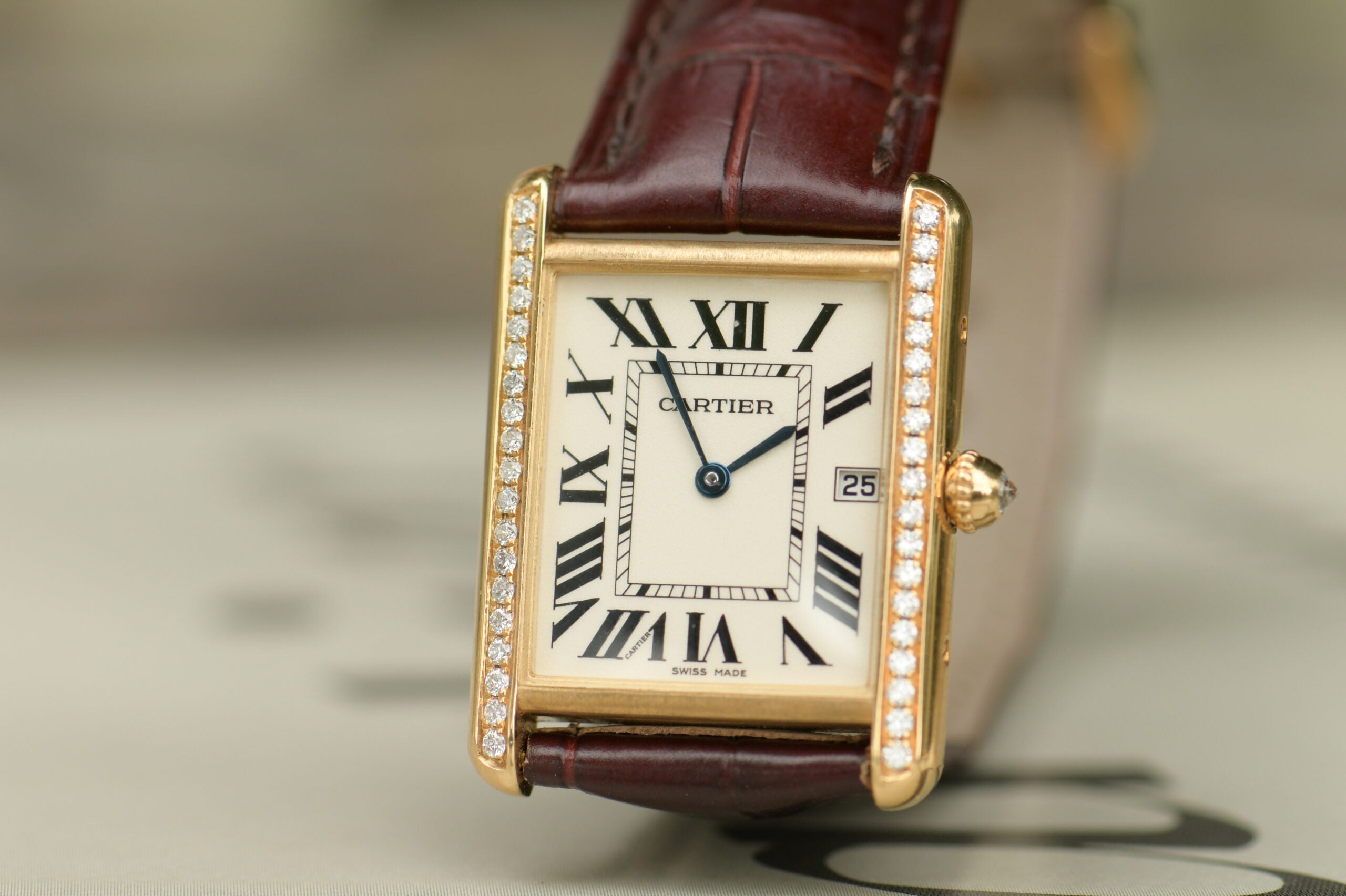 Cartier Tank Louis 18k Yellow Gold Leather Strap Watch W1529756