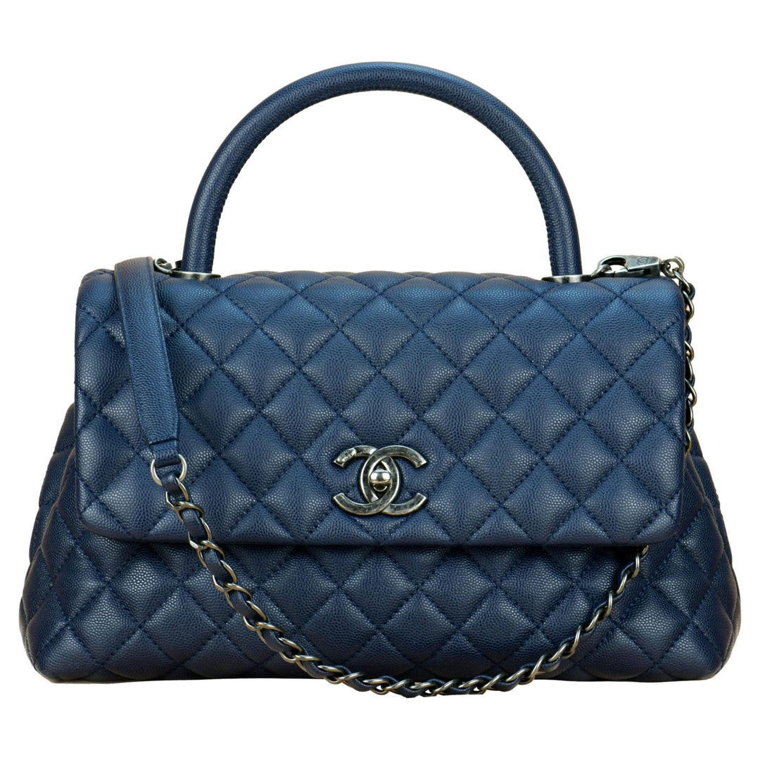 Chanel Coco Handle Bag Large Navy Caviar with Ruthenium Hardware 2016 –  Dandelion Antiques