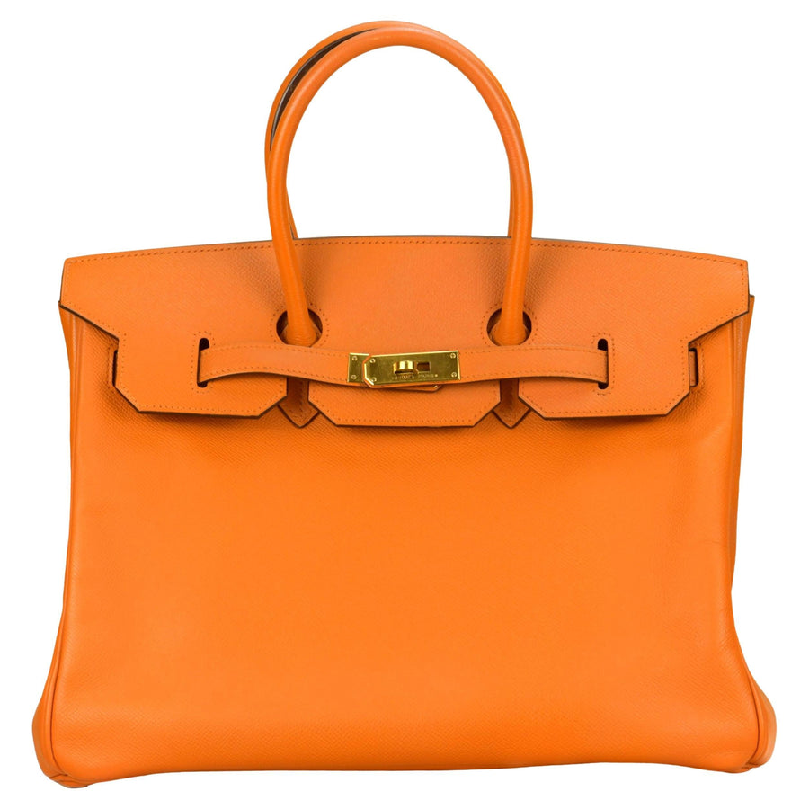 Hermes Birkin Handbag Orange Epsom with Palladium Hardware 35