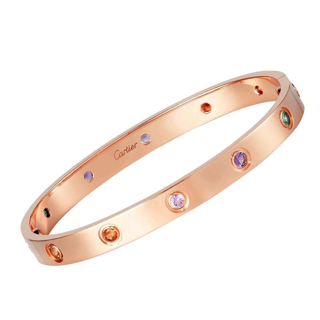 Cartier Love Bracelet Multi Gem Rose Gold Size 16 Dandelion Antiques